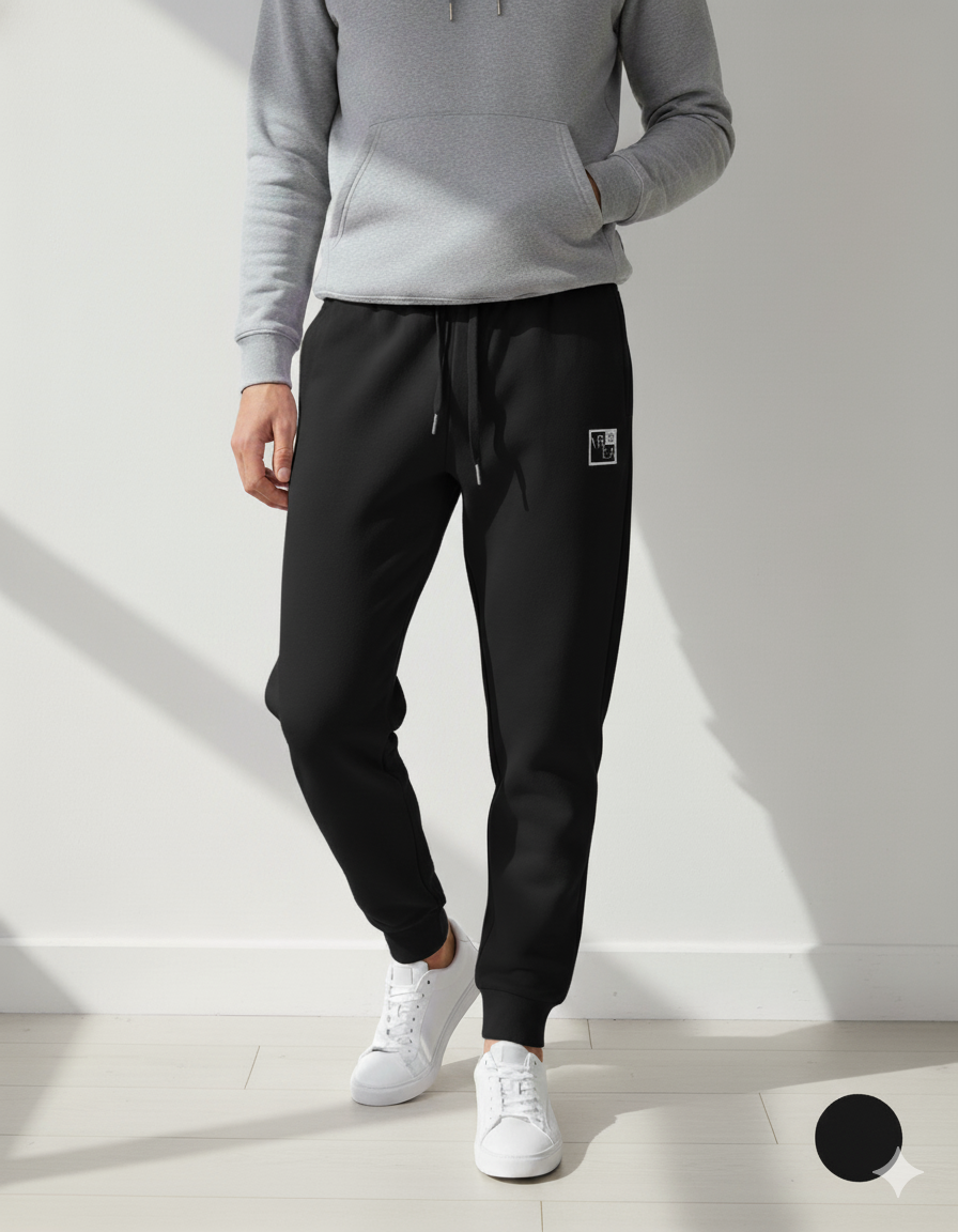 Black Plain - Unisex Relaxed Cotton Joggers