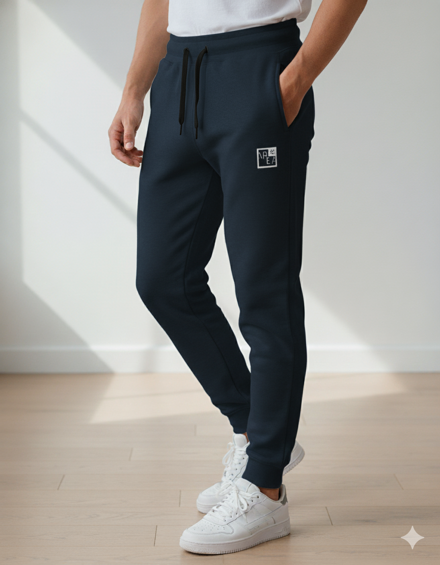 Navy Blue Plain - Unisex Relaxed Cotton Joggers