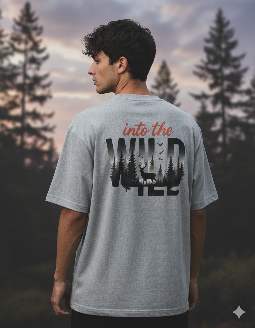Into The Wild - Unisex Printed Oversized Classic T-Shirt